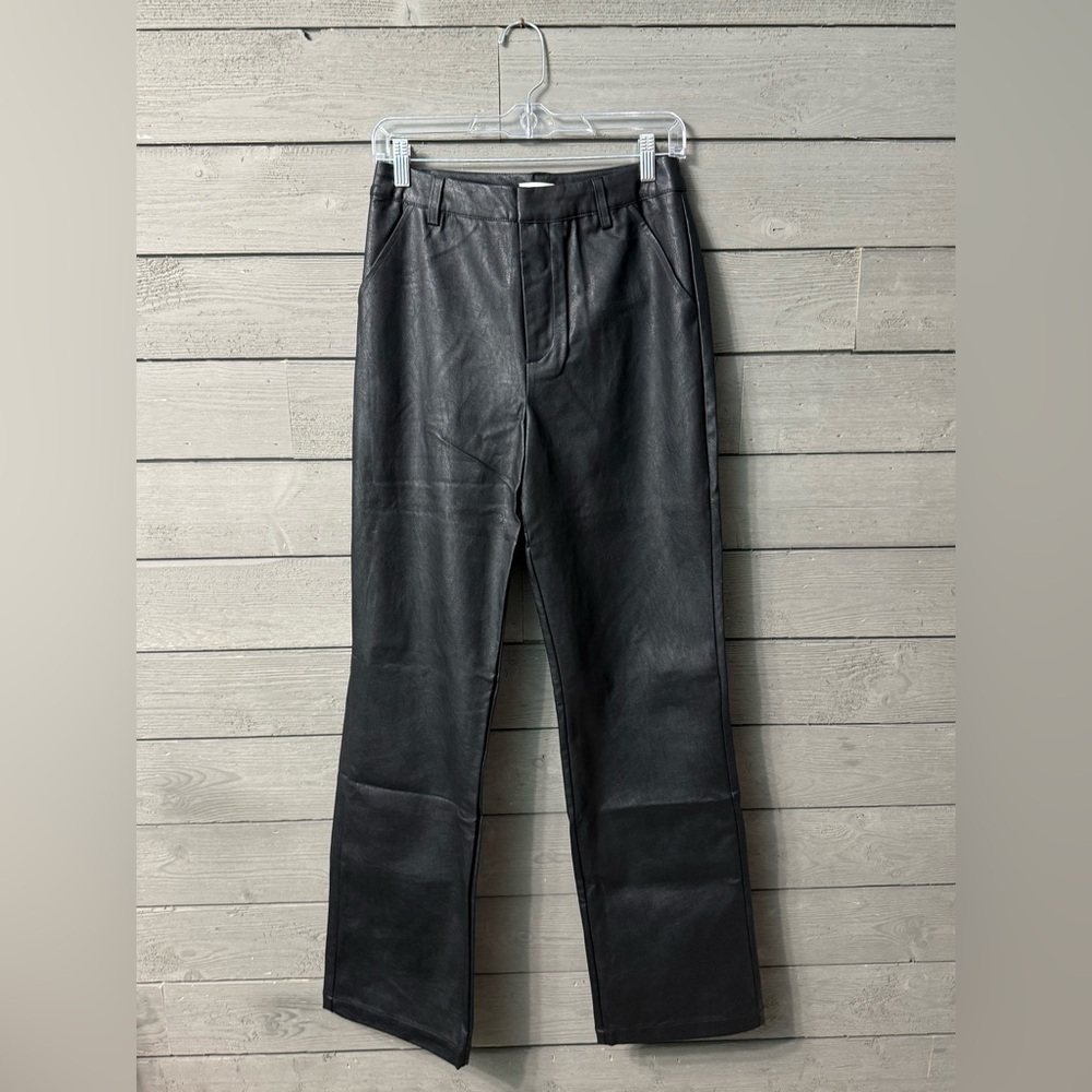 NWT Backyard Roses High Waist Black Faux Leather Pants Sz S Summer Club Fest